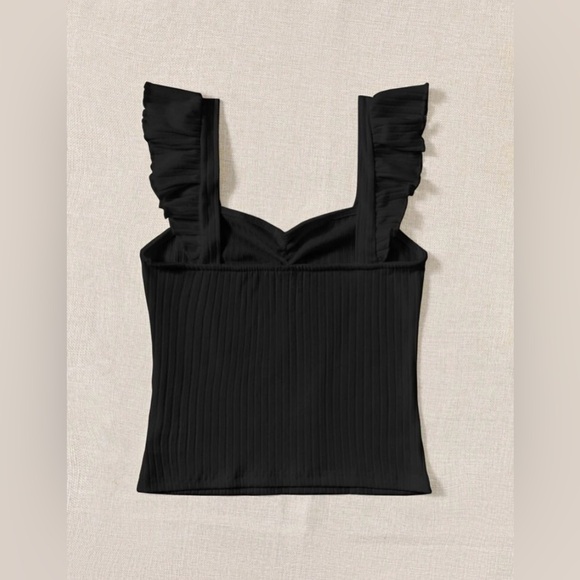 Frenchy Black Ruffle Top - Picture 3 of 5